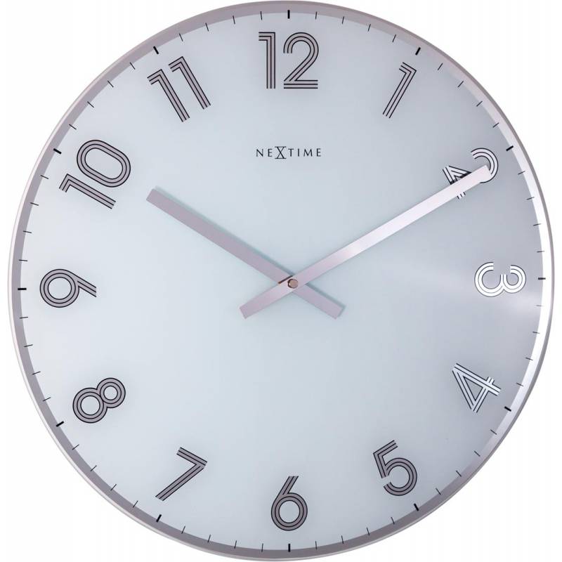 NeXtime 43cm Reflect Glass Round Wall Clock - White 8190WI