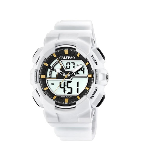 Calypso Mens Digital & Analog Spots Watch - Black & White